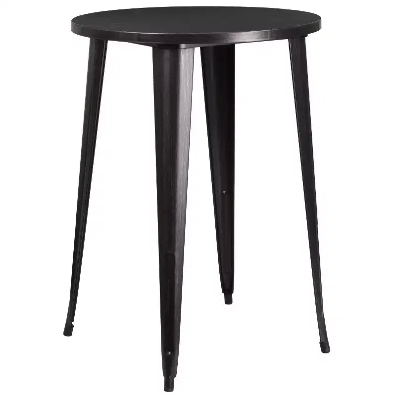 Flash Furniture Set Tavolo da Bar Rotondo in Metallo da 30 per Interni/Esterni di Grado Commerciale con 2 Sgabelli con Schienale a Doghe Verticali