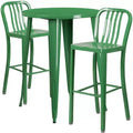 Flash Furniture Set Tavolo da Bar Rotondo in Metallo da 30 per Interni/Esterni di Grado Commerciale con 2 Sgabelli con Schienale a Doghe Verticali