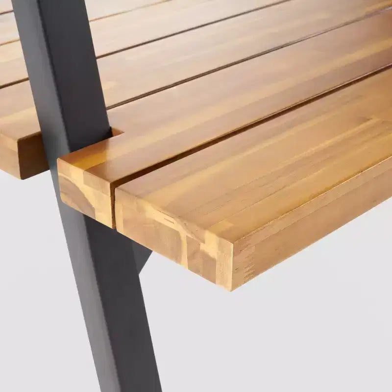 Set da pranzo con fioriera Huckleberry 7 pezzi in legno di acacia e ferro