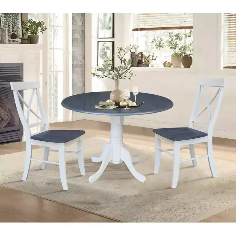 Tavolo con alette doppie Mase da 42" con 2 sedie a X - International Concepts