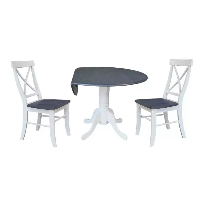 Tavolo con alette doppie Mase da 42" con 2 sedie a X - International Concepts