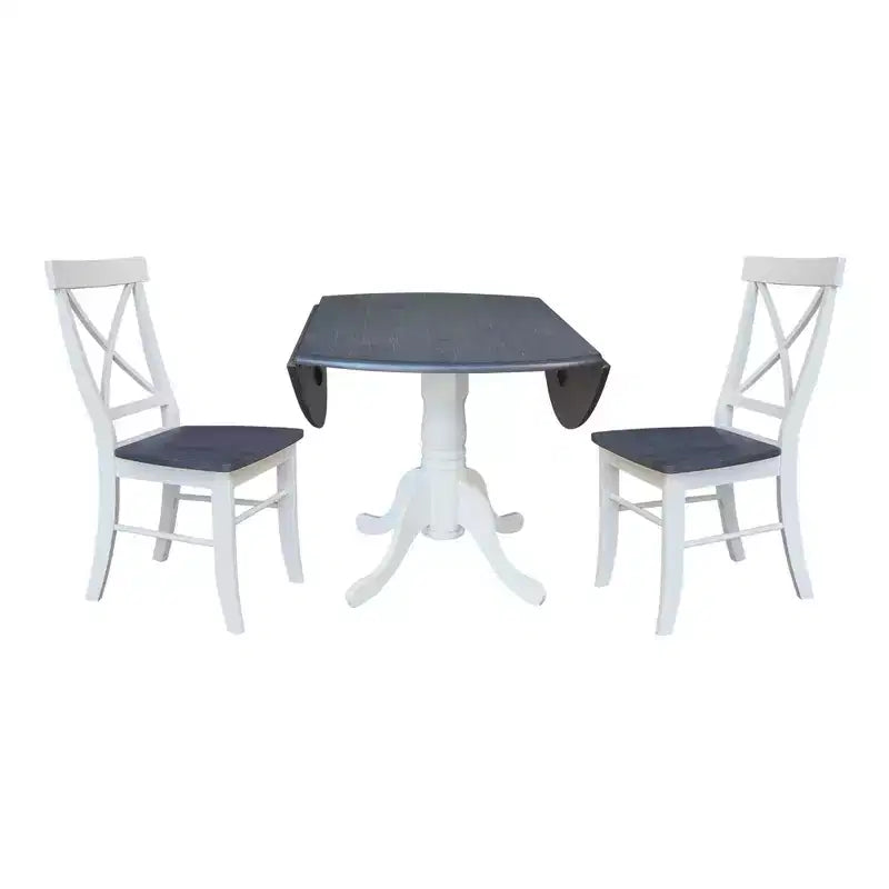 Tavolo con alette doppie Mase da 42" con 2 sedie a X - International Concepts