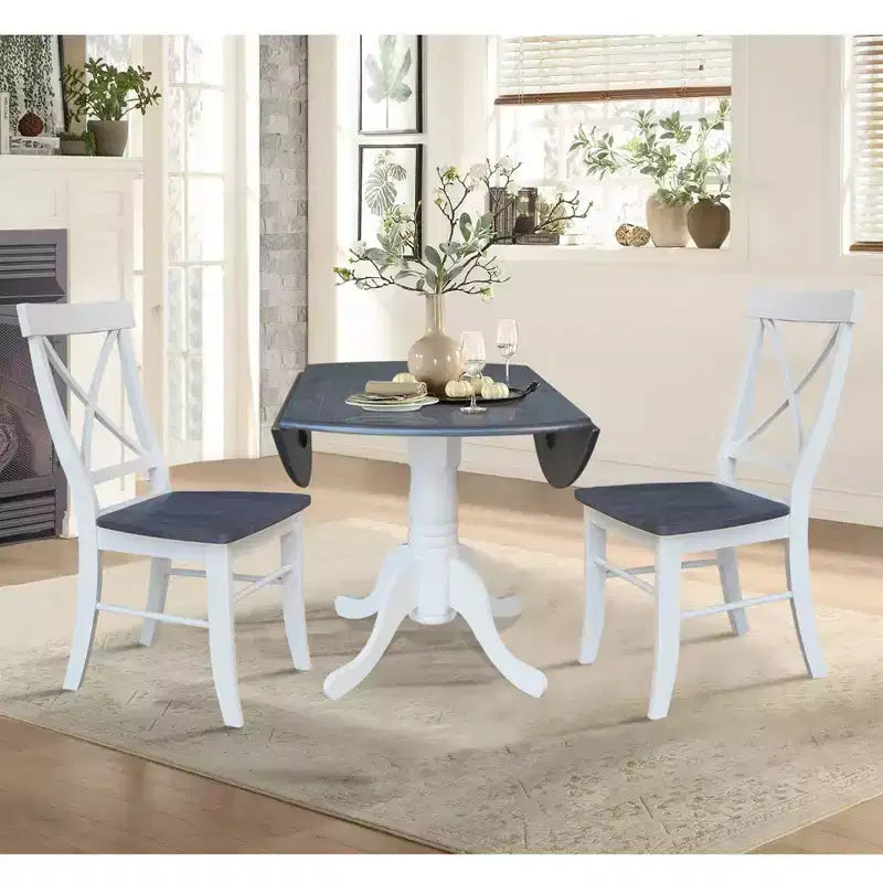 Tavolo con alette doppie Mase da 42" con 2 sedie a X - International Concepts