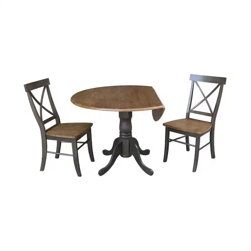 Tavolo con alette doppie Mase da 42" con 2 sedie a X - International Concepts