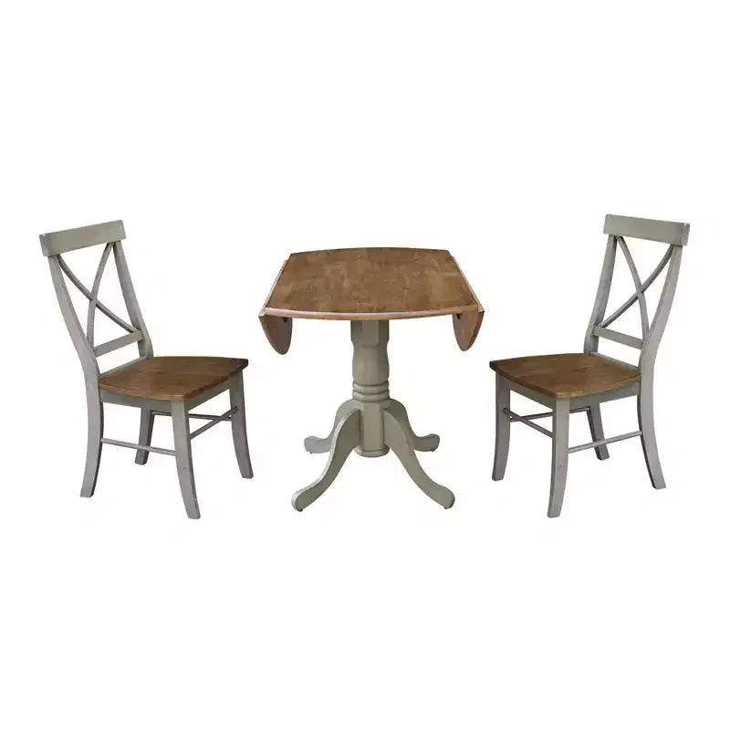 Tavolo con alette doppie Mase da 42" con 2 sedie a X - International Concepts