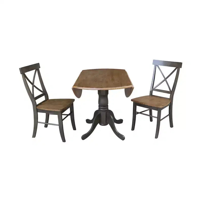 Tavolo con alette doppie Mase da 42" con 2 sedie a X - International Concepts