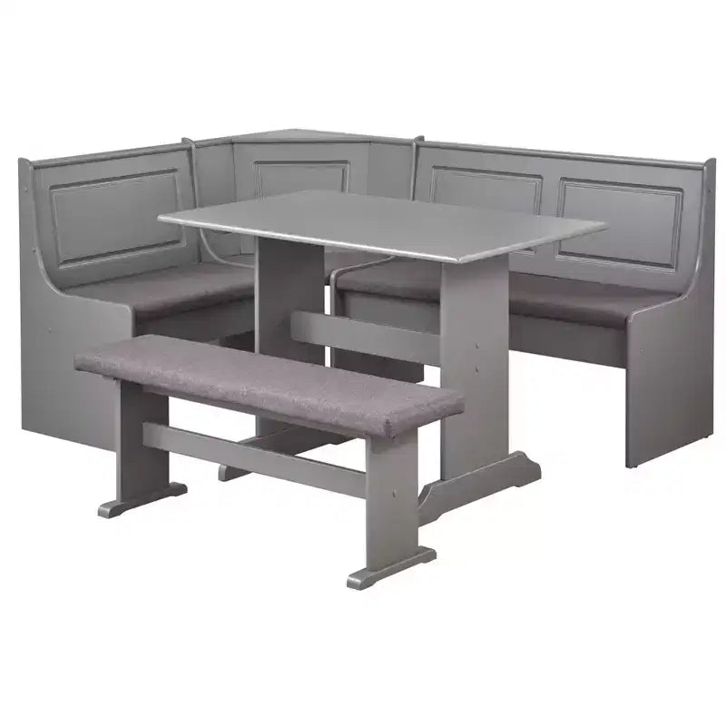 Set da pranzo Buylateral Polly da 3 pezzi in stile rustico, imbottito, in legno massello, per angolo colazione