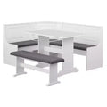 Buylateral 3pc Polly Farmhouse Upholstered Solid Wood Breakfast Nook Dining Set