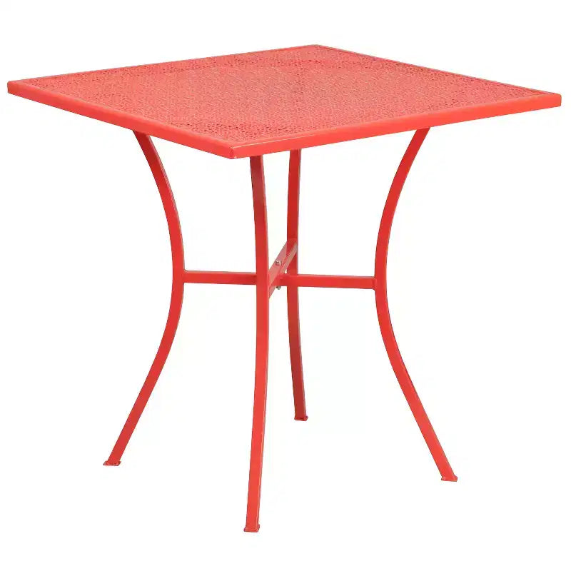 Flash Furniture Oia Set Tavolo da Patio Quadrato da 28 Pollici in Acciaio per Interni ed Esterni per Uso Commerciale con 4 Sedie con Schienale Rotondo