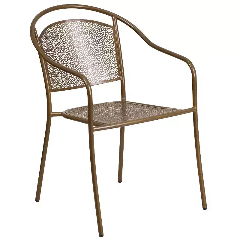 Flash Furniture Oia Set Tavolo da Patio Quadrato da 28 Pollici in Acciaio per Interni ed Esterni per Uso Commerciale con 4 Sedie con Schienale Rotondo