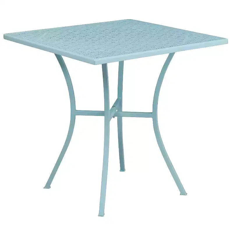 Flash Furniture Oia Set Tavolo da Patio Quadrato da 28 Pollici in Acciaio per Interni ed Esterni per Uso Commerciale con 4 Sedie con Schienale Rotondo