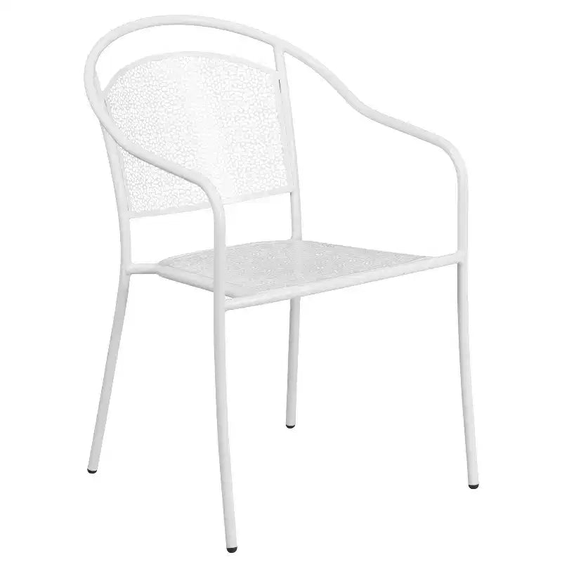 Flash Furniture Oia Set Tavolo da Patio Quadrato da 28 Pollici in Acciaio per Interni ed Esterni per Uso Commerciale con 4 Sedie con Schienale Rotondo