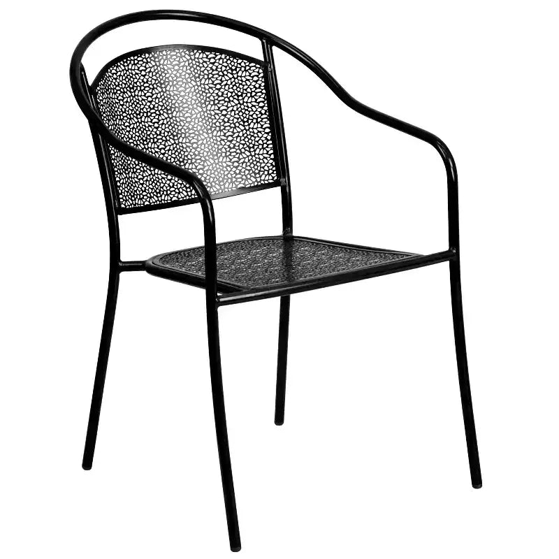 Flash Furniture Oia Set Tavolo da Patio Quadrato da 28 Pollici in Acciaio per Interni ed Esterni per Uso Commerciale con 4 Sedie con Schienale Rotondo