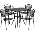 Flash Furniture Oia Set Tavolo da Patio Quadrato da 28 Pollici in Acciaio per Interni ed Esterni per Uso Commerciale con 4 Sedie con Schienale Rotondo