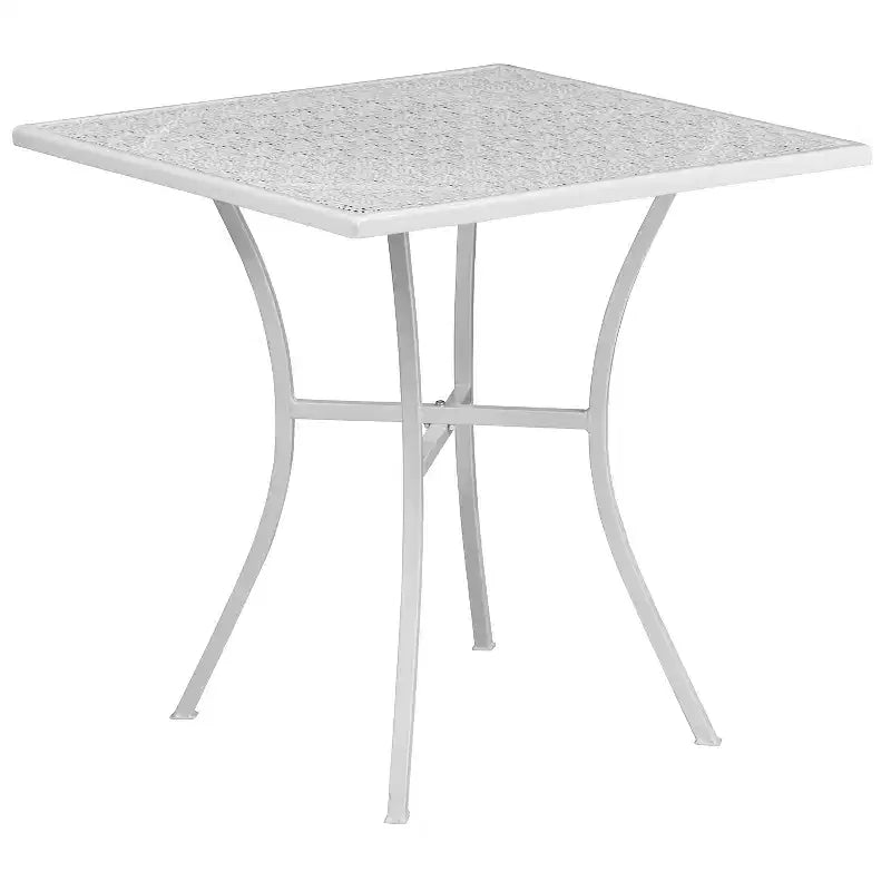 Flash Furniture Oia Set da Tavolo da Patio in Acciaio Quadrato da 28" Commerciale per Interni-Esterni con 4 Sedie a Schienale Quadrato