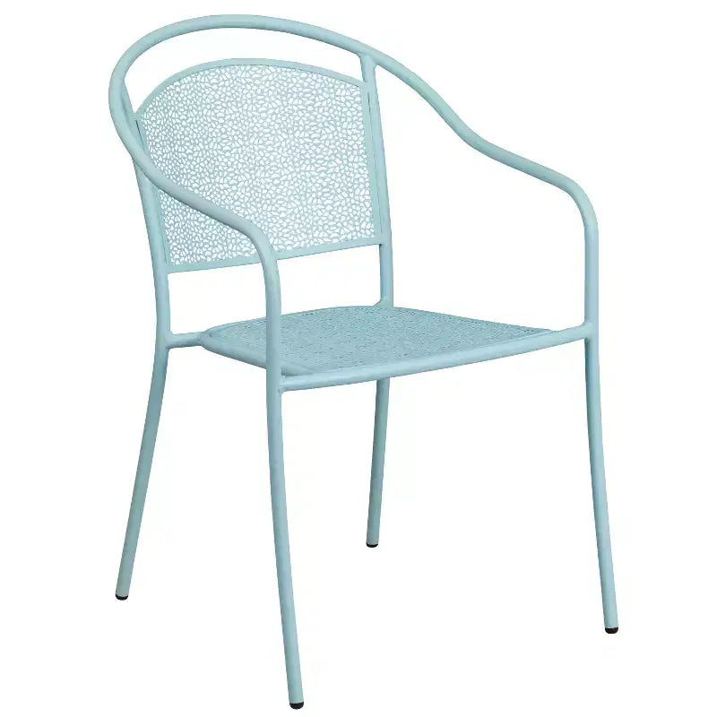 Flash Furniture Oia Set Tavolo Pieghevole da Patio Quadrato da 28" per Interni/Esterni in Acciaio per Uso Commerciale con 4 Sedie con Schienale Rotondo