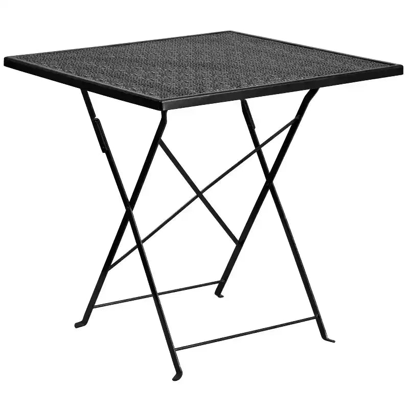 Flash Furniture Oia Set Tavolo Pieghevole da Patio Quadrato da 28" per Interni/Esterni in Acciaio per Uso Commerciale con 4 Sedie con Schienale Rotondo