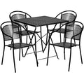 Flash Furniture Oia Set Tavolo Pieghevole da Patio Quadrato da 28" per Interni/Esterni in Acciaio per Uso Commerciale con 4 Sedie con Schienale Rotondo