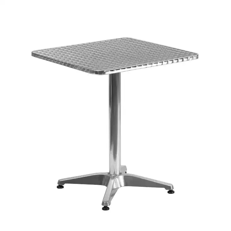 Set tavolo quadrato per interni ed esterni Flash Furniture Lila da 23,5'' in alluminio con 2 sedie in rattan