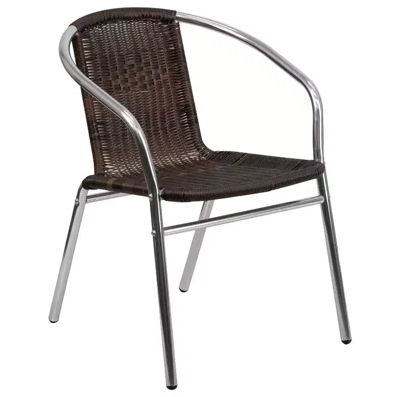 Set tavolo quadrato per interni ed esterni Flash Furniture Lila da 23,5'' in alluminio con 2 sedie in rattan