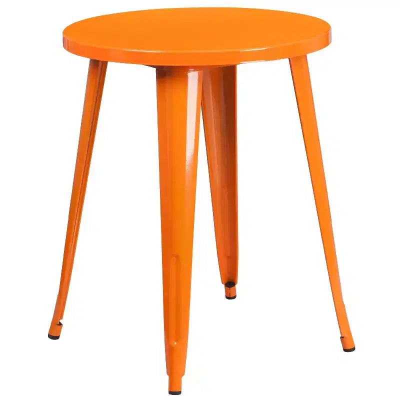 Set Tavolo Tondo in Metallo da Interno-Esterno Emma and Oliver, Grado Commerciale, da 24", con 2 Sedie da Caffè