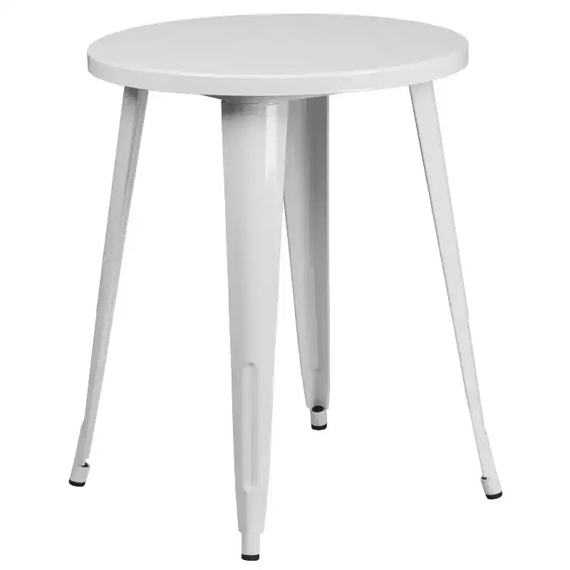Set Tavolo Tondo in Metallo da Interno-Esterno Emma and Oliver, Grado Commerciale, da 24", con 2 Sedie da Caffè