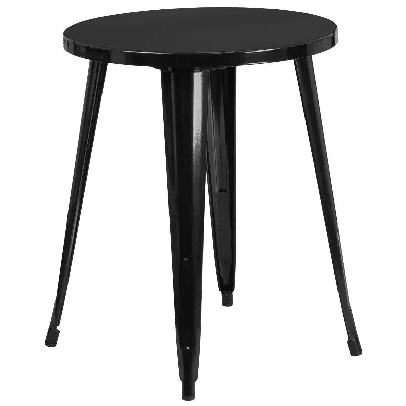 Set Tavolo Tondo in Metallo da Interno-Esterno Emma and Oliver, Grado Commerciale, da 24", con 2 Sedie da Caffè