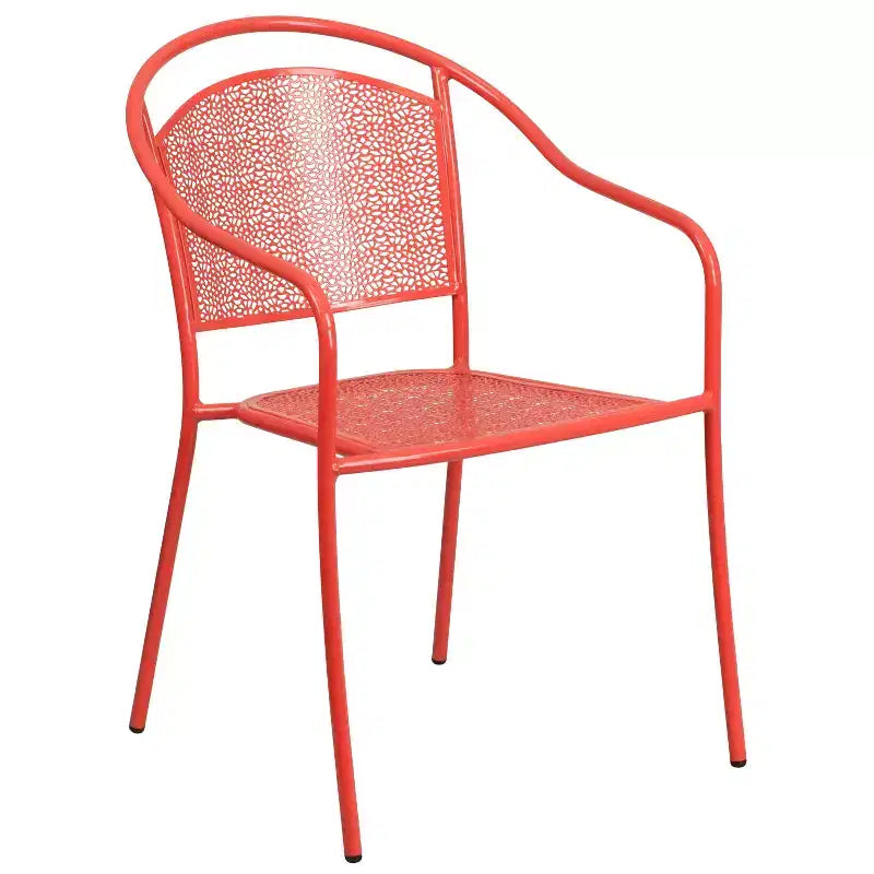 Set da tavolo da patio pieghevole rotondo in metallo Emma e Oliver di grado commerciale con 2 sedie con schienale rotondo