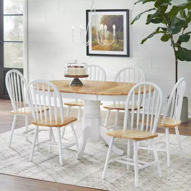 Set tavolo da pranzo allungabile Buylateral 7 pezzi in legno massello Lancaster Farmhouse