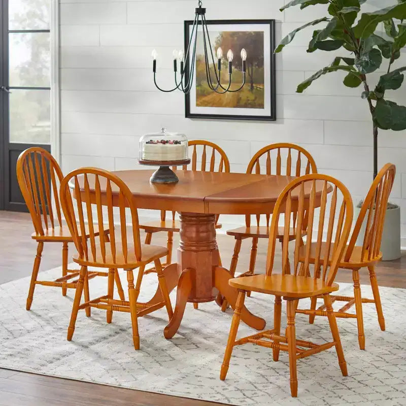 Set tavolo da pranzo allungabile Buylateral 7 pezzi in legno massello Lancaster Farmhouse
