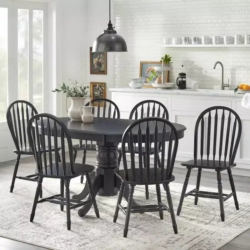 Set tavolo da pranzo allungabile Buylateral 7 pezzi in legno massello Lancaster Farmhouse