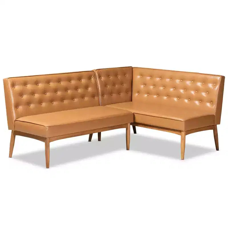 Set panca ad angolo da pranzo in legno 2 pezzi Riordan - Baxton Studio