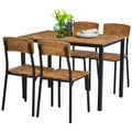 HOMCOM 5 Piece Modern Industrial Dining Table and Chairs Set for Small Space, kitchen, Dining room