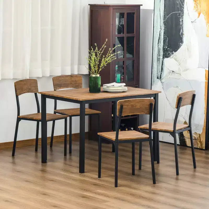 Set tavolo da pranzo e sedie HOMCOM 5 pezzi, stile industriale moderno, per spazi ridotti, cucina, sala da pranzo