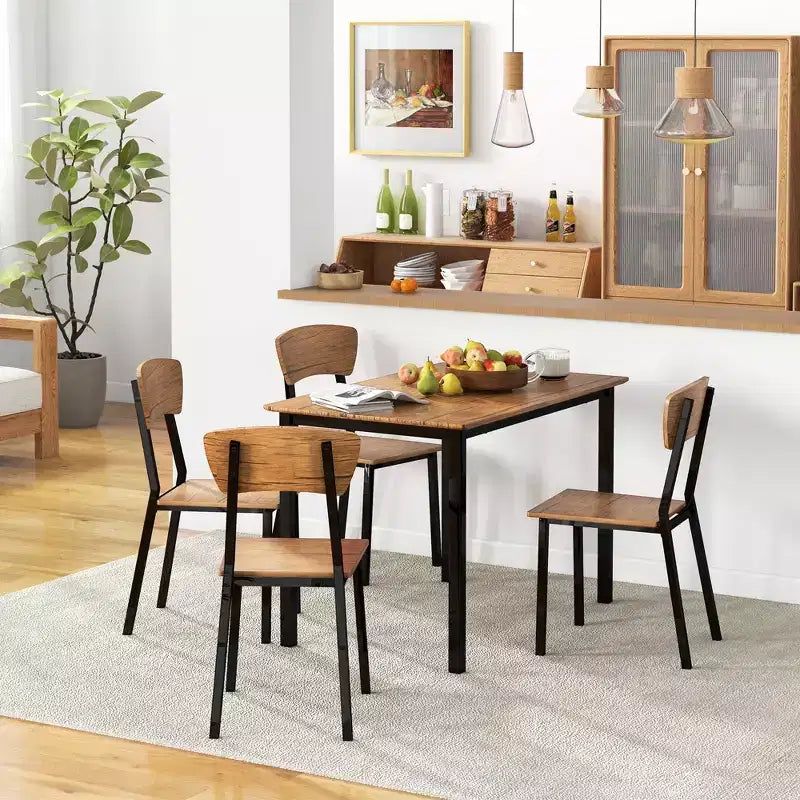 Set tavolo da pranzo e sedie HOMCOM 5 pezzi, stile industriale moderno, per spazi ridotti, cucina, sala da pranzo