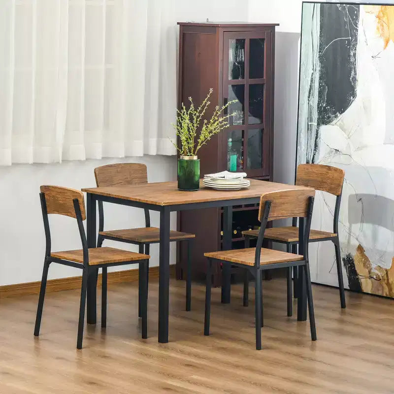 Set tavolo da pranzo e sedie HOMCOM 5 pezzi, stile industriale moderno, per spazi ridotti, cucina, sala da pranzo