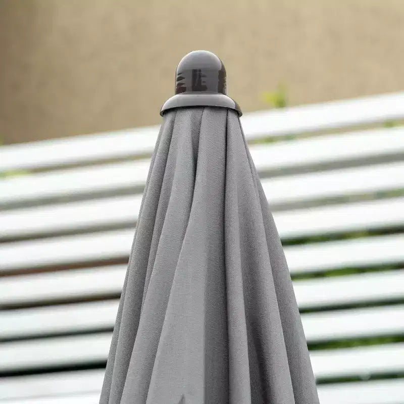 Set da pranzo da giardino Outsunny 6 pezzi per 4 persone con ombrellone, 4 sedie pieghevoli e tavolo rotondo in vetro per giardino, cortile e bordo piscina