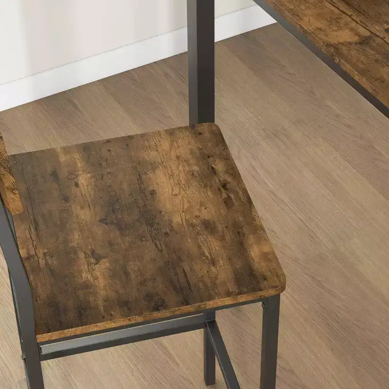 HOMCOM Set Tavolo da Bar e 2 Sgabelli, Set Tavolo Alto e Sedie con Gambe in Acciaio e Poggiapiedi, 3 Pezzi, Stile Industriale