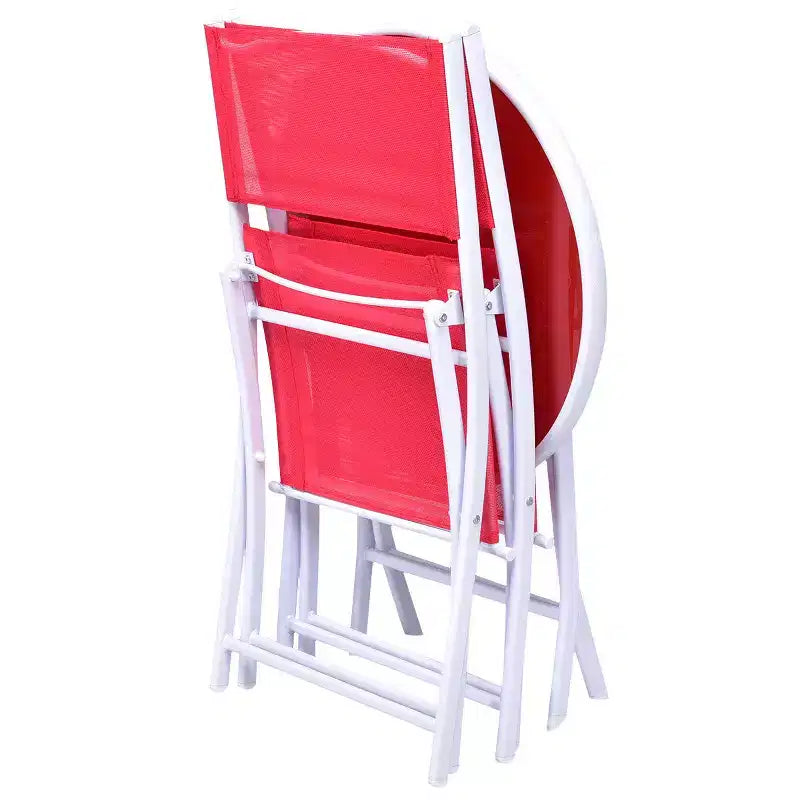 Costway Set 3 Pezzi Tavolo Bistro Pieghevole Sedie Mobili da Giardino Patio, Rosso