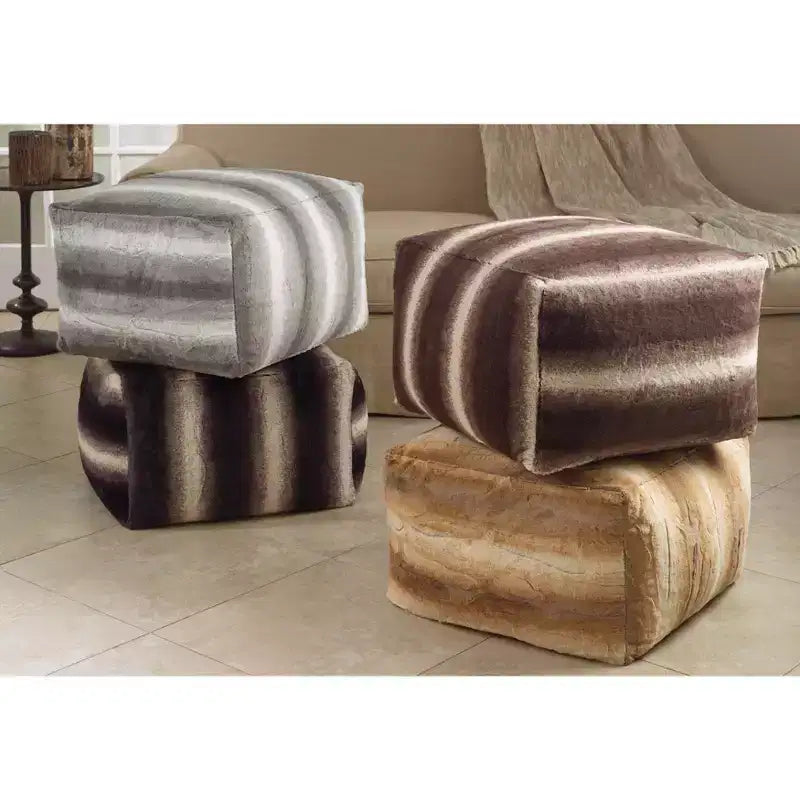 Pouf da terra con design in finta pelliccia animalier
