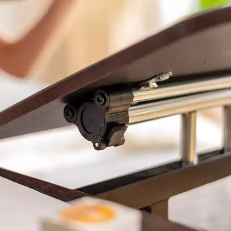 Carrello per laptop regolabile in altezza con tavolino laterale e postazione di lavoro dinamica, supporto per laptop, marrone