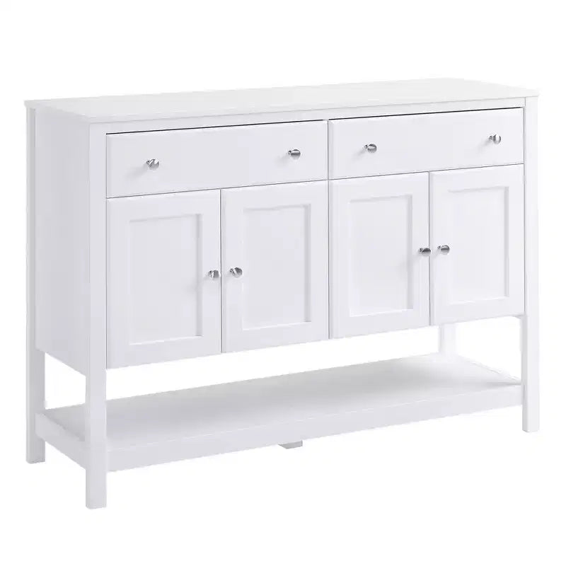 HOMCOM 47 Modern Sideboard, Buffet Cabinet, Accent Cupboard with Adjustable Shelves and Drawers, for Living Room, White