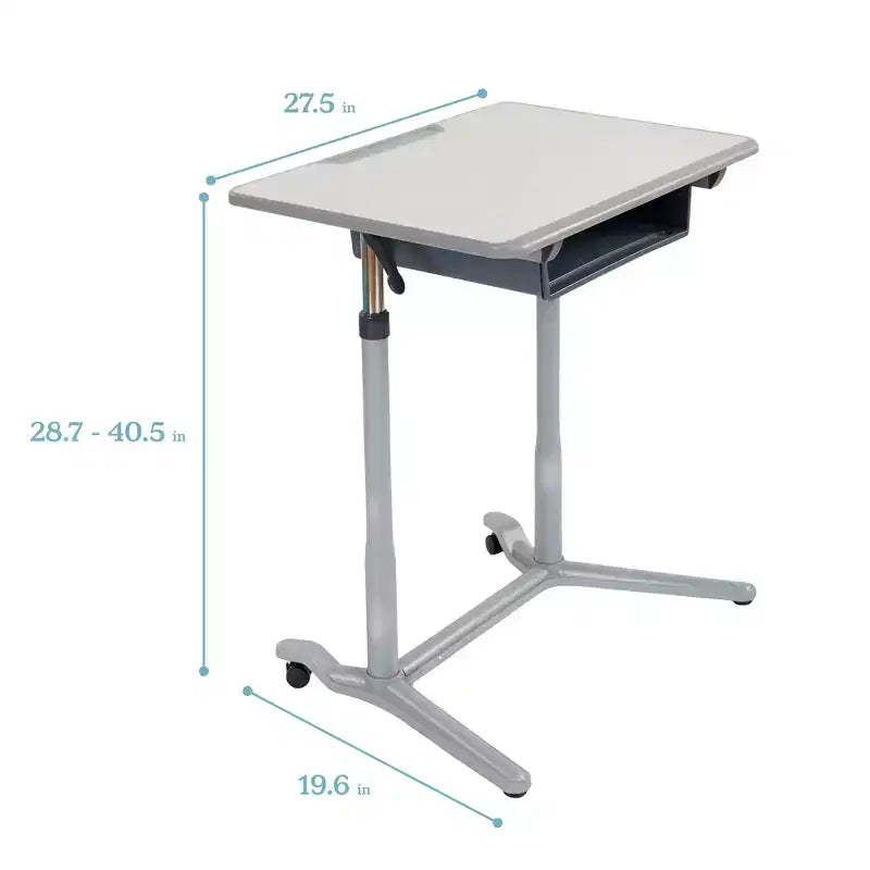 3S Mobile Open Front Desk, Sit Stand and Store, Regolabile, Arredo per aula, Grigio
