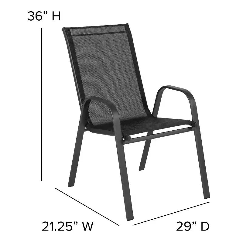 Flash Furniture Set da pranzo da esterno 5 pezzi - Tavolo da patio in vetro temperato, 4 sedie impilabili Flex Comfort