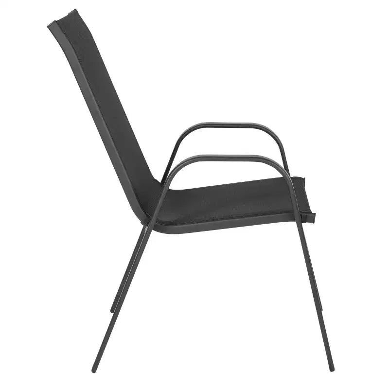 Flash Furniture Set da pranzo da esterno 5 pezzi - Tavolo da patio in vetro temperato, 4 sedie impilabili Flex Comfort