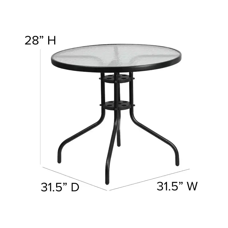 Flash Furniture Set da pranzo da esterno 5 pezzi - Tavolo da patio in vetro temperato, 4 sedie impilabili Flex Comfort