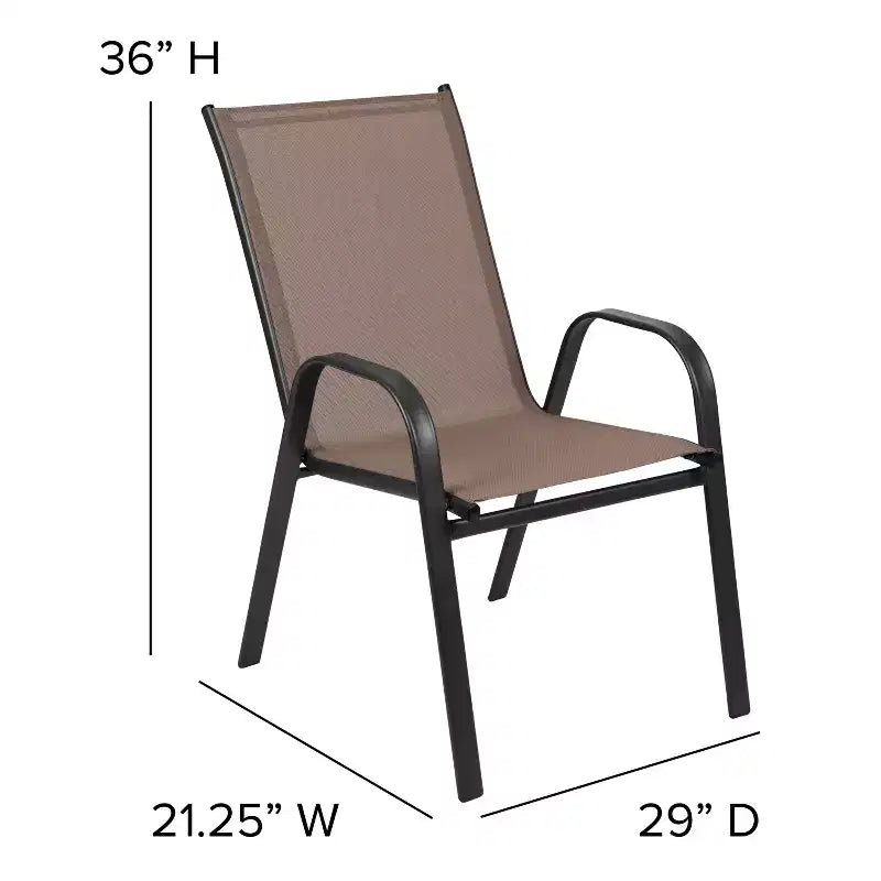 Flash Furniture Set da pranzo da esterno 5 pezzi - Tavolo da patio in vetro temperato, 4 sedie impilabili Flex Comfort