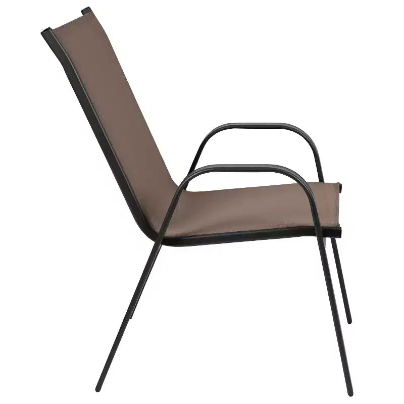Flash Furniture Set da pranzo da esterno 5 pezzi - Tavolo da patio in vetro temperato, 4 sedie impilabili Flex Comfort