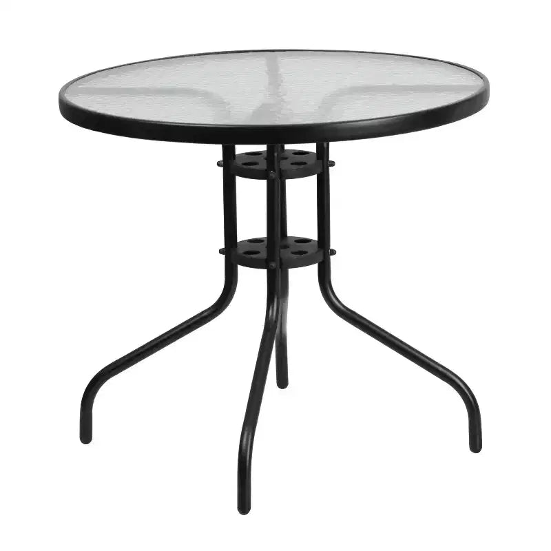 Flash Furniture Set da pranzo da esterno 5 pezzi - Tavolo da patio in vetro temperato, 4 sedie impilabili Flex Comfort