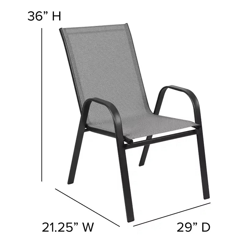 Flash Furniture Set da pranzo da esterno 5 pezzi - Tavolo da patio in vetro temperato, 4 sedie impilabili Flex Comfort